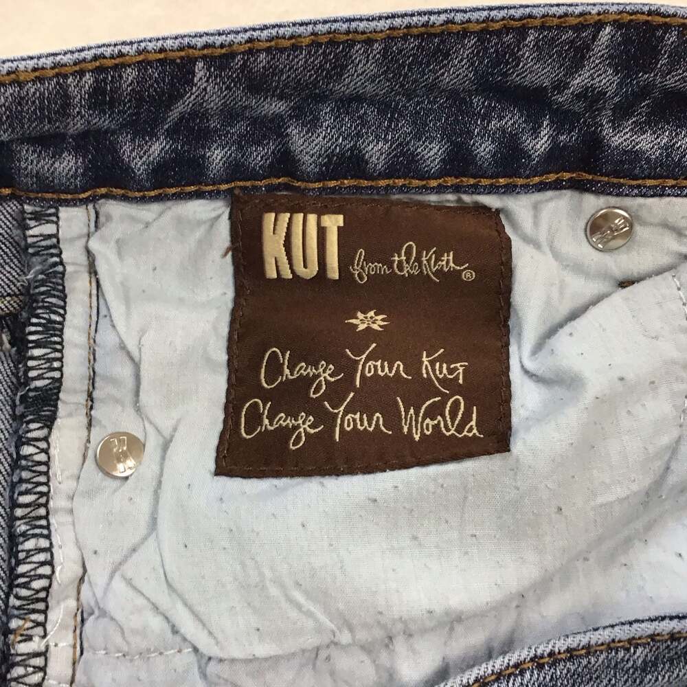 Kut from the Kloth Reese Ankle Straight Leg Jeans Frayed Hem Size 12 - Picture 13 of 13